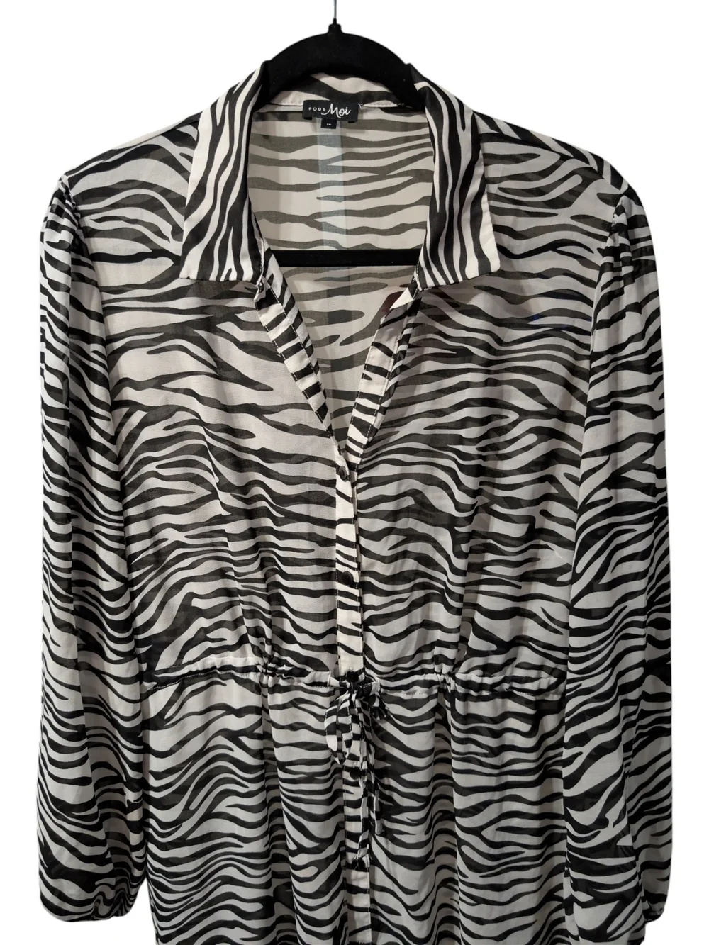 Pour Moi Sheer Zebra Print Button-Front Swim Coverup - Black/White
